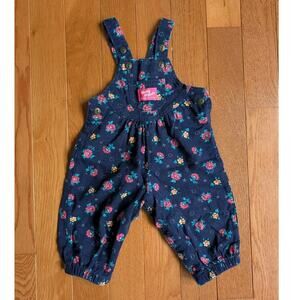 Vintage USA Oshkosh Baby Girl 18 Months Floral Hearts Overall Romper Blue Pink